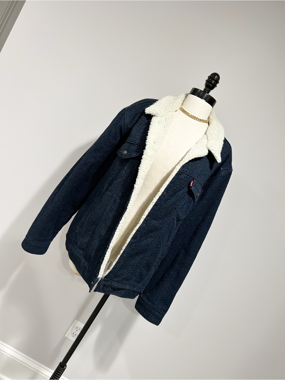 Levi's Navy Blue Jacket with Cream Sherpa Lining